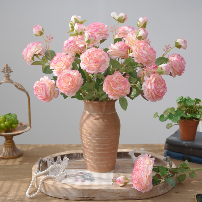 仿真牡丹花假花干花室内花束客厅装饰餐桌仿生露莲花摆设装饰摆件