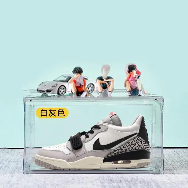 AJ312低帮篮球鞋实战白灰aj男女休闲鞋百搭亚克力板鞋运动鞋盒