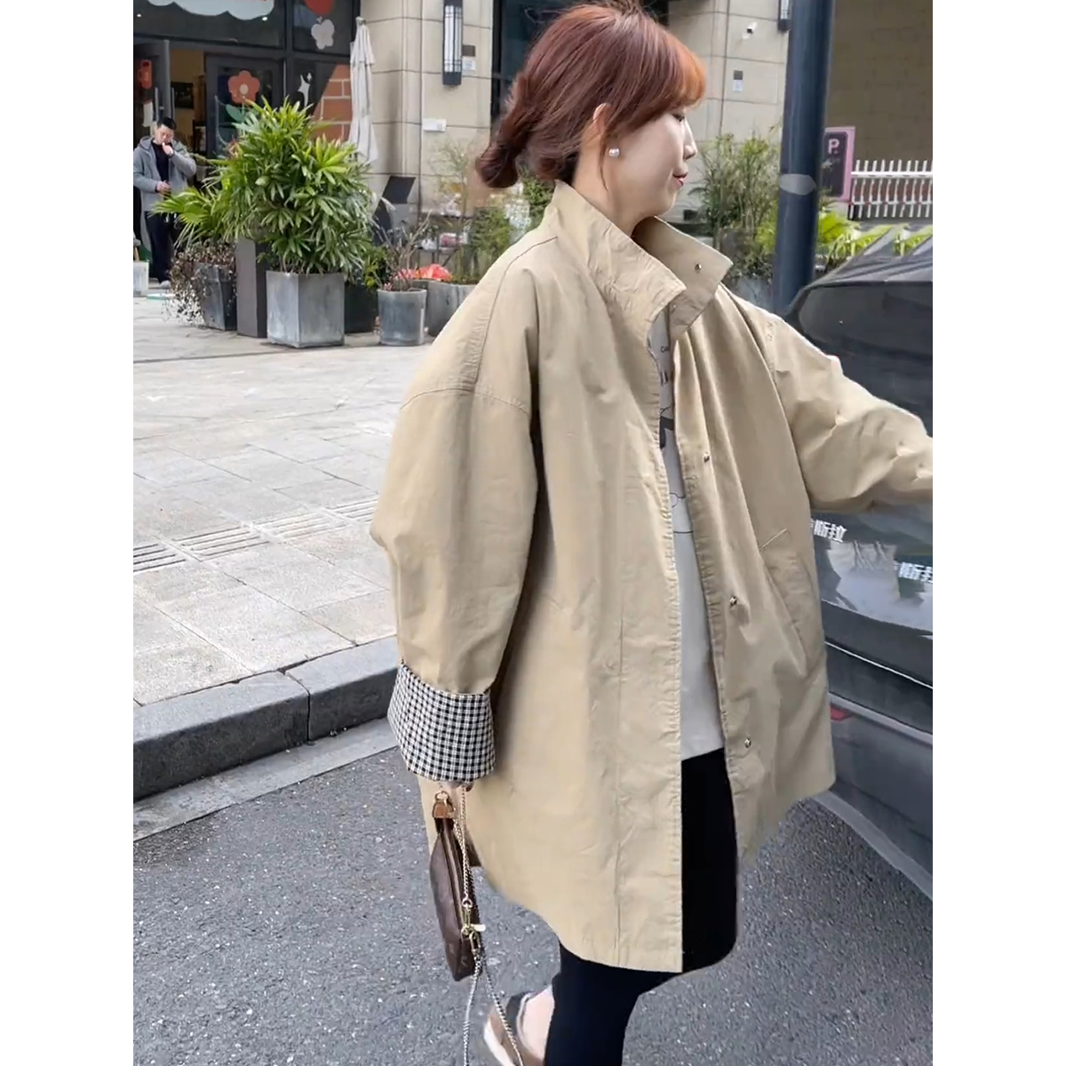 韩版休闲气质风衣外套女中长款休闲新款春秋季宽松英伦小个子大衣