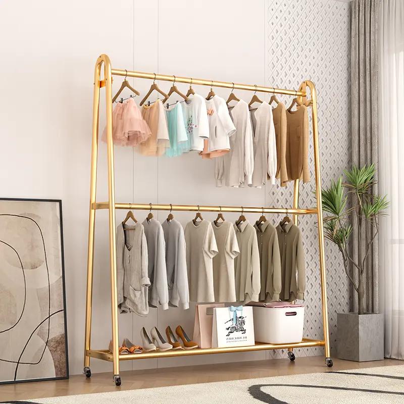 野橡晾衣架落地家用卧室折叠收纳衣帽架阳台晒挂衣服架简易晾衣杆