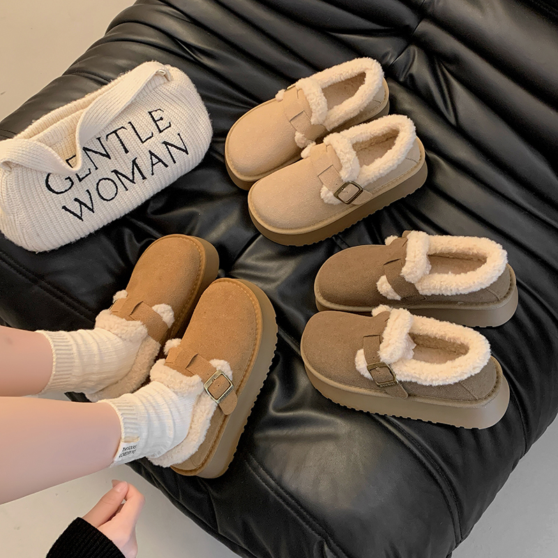 加绒雪地靴东北勃肯鞋女2024年冬季新款加厚棉鞋冬天外穿百搭爆款