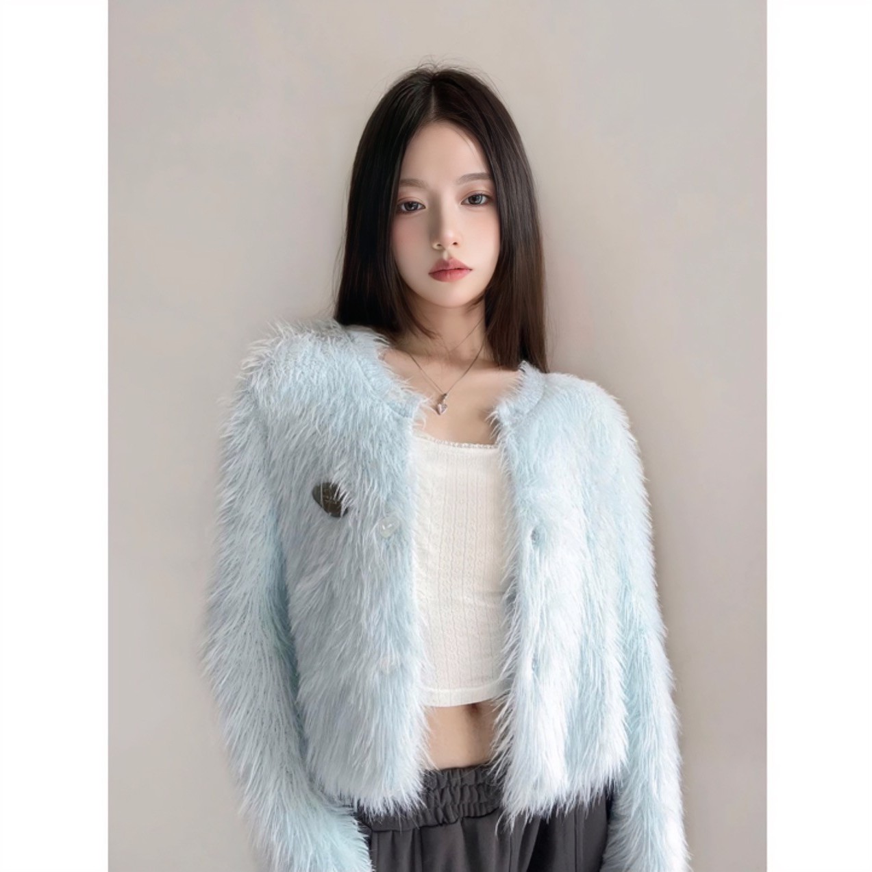 短款温柔高级感软糯纯欲百搭针织上衣辣妹长小个子袖毛外套