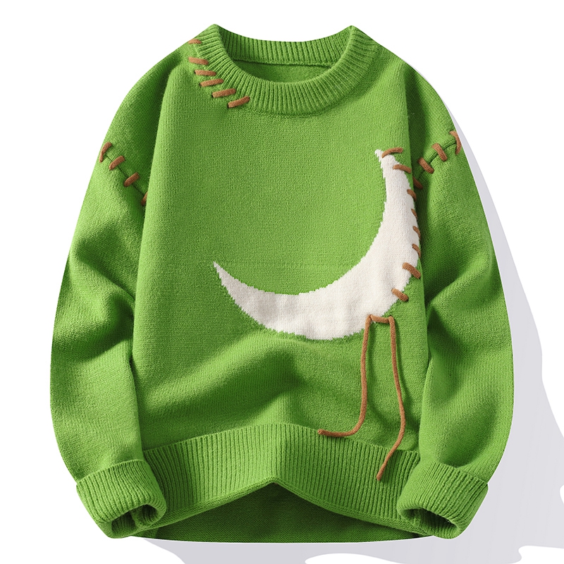 2025冬季加厚男款青年毛衣宽松潮流保暖上衣圆领学生休闲针织毛衣