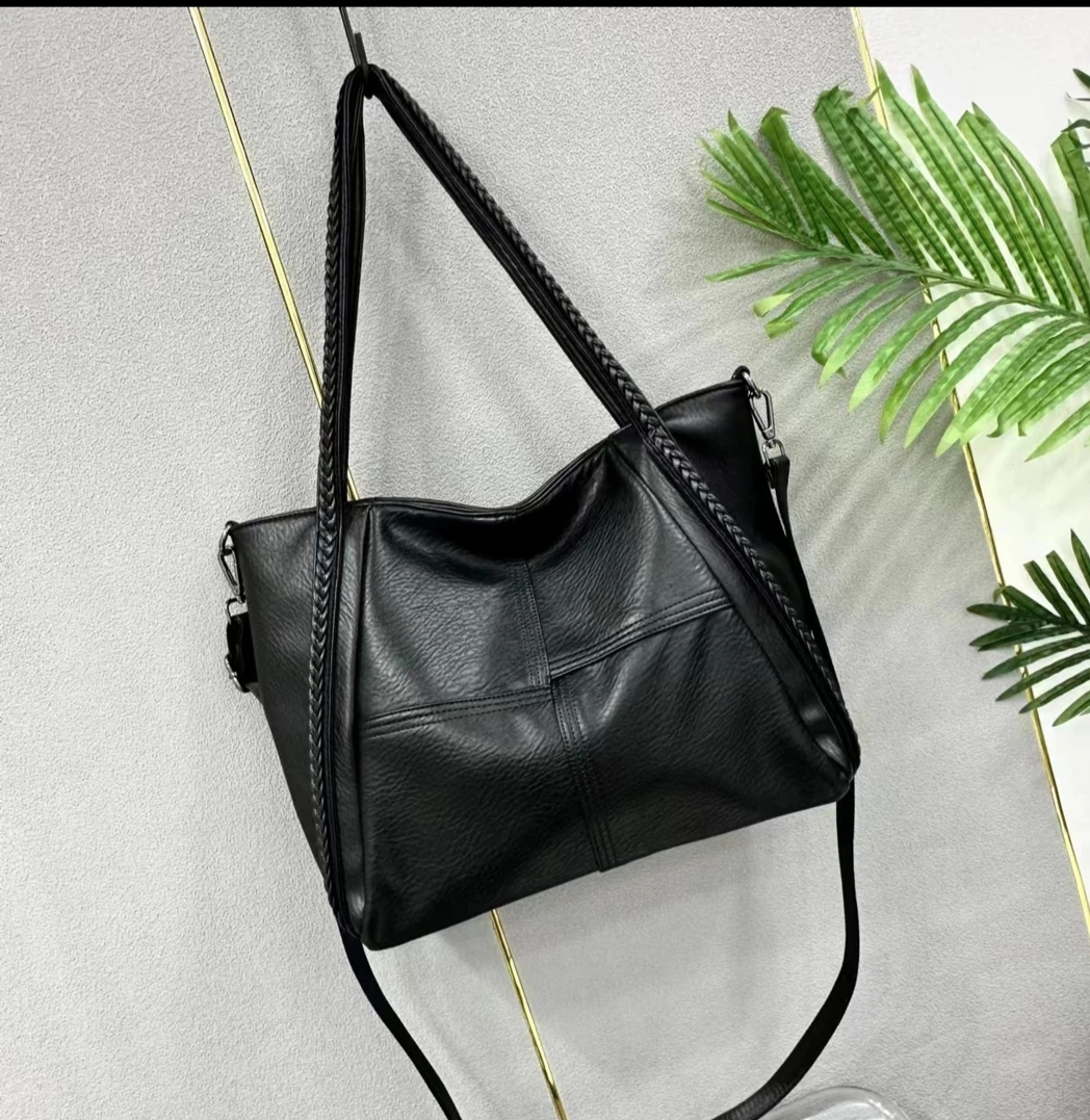 时尚百搭女士黑色简约托特包单肩斜挎手提包大容量腋下包5114