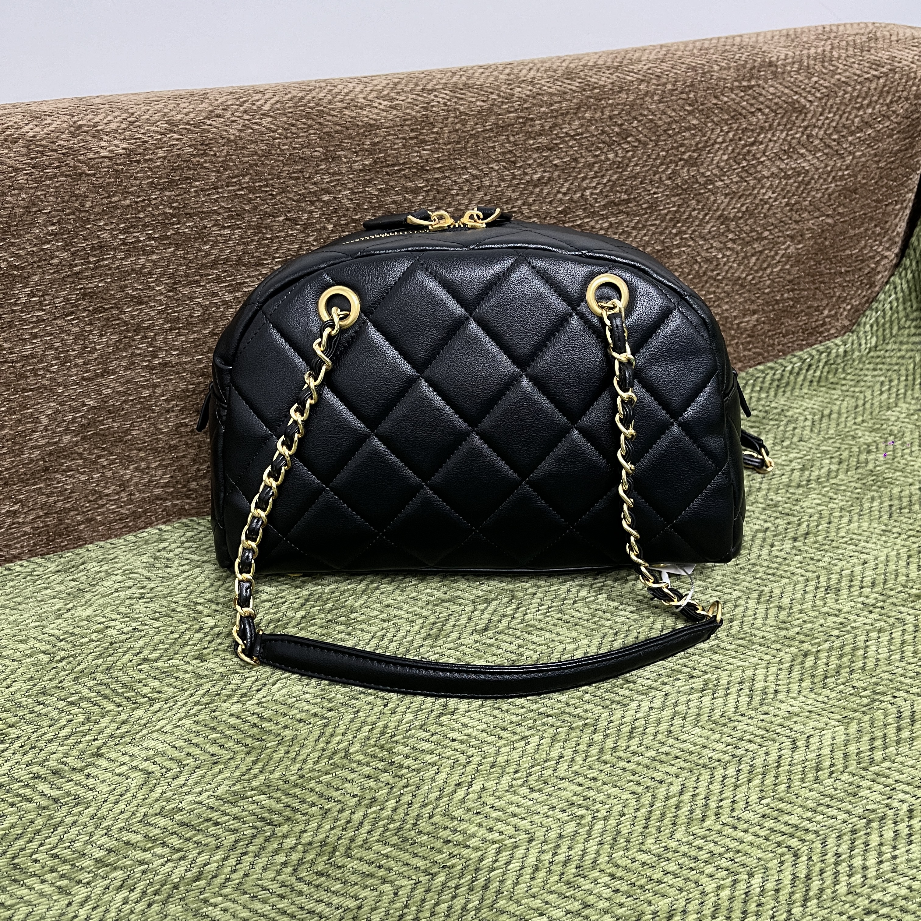 黑色链条包相机包菱格馒头单肩包小香风【3179】