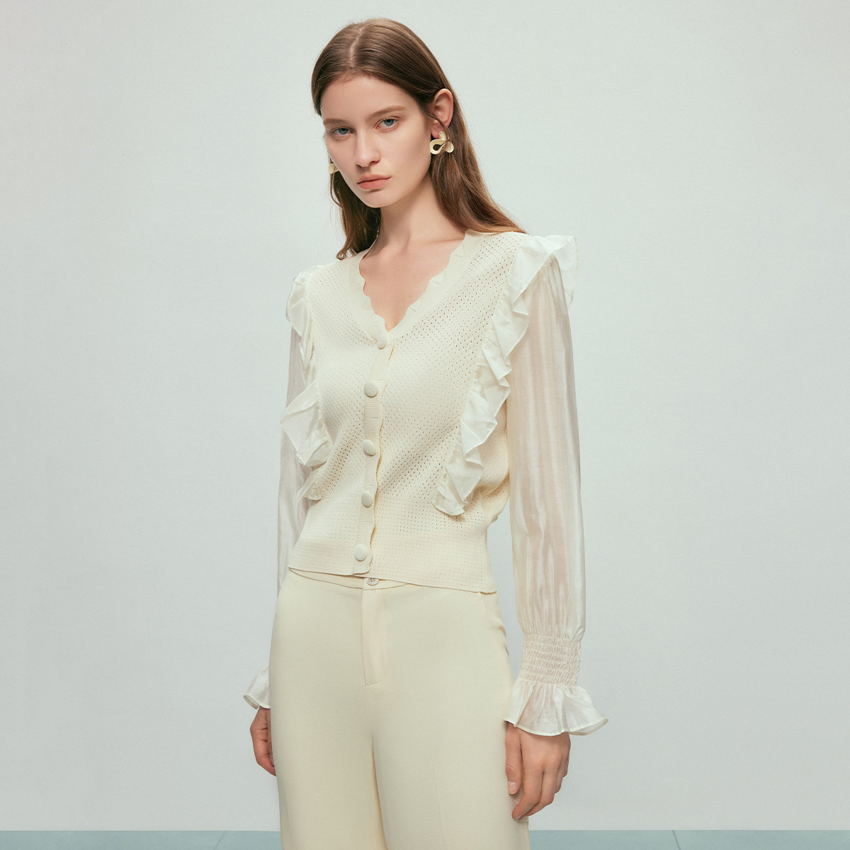 【诗语专属】法式V领针织衫女春季2024天丝