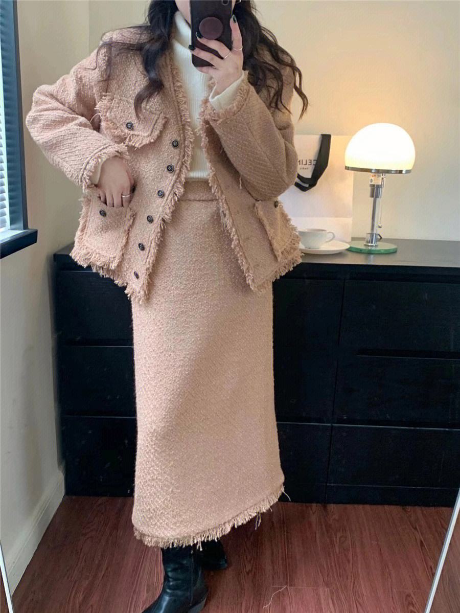 时尚套装女装洋气时尚短外套气质小个子冬季加厚粗花呢显瘦