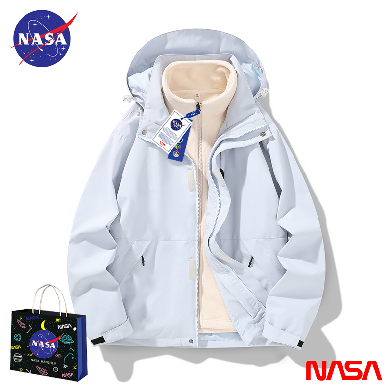 NASA联名潮牌三合一冲锋衣外套男女情侣秋冬季户外运动登山服夹克