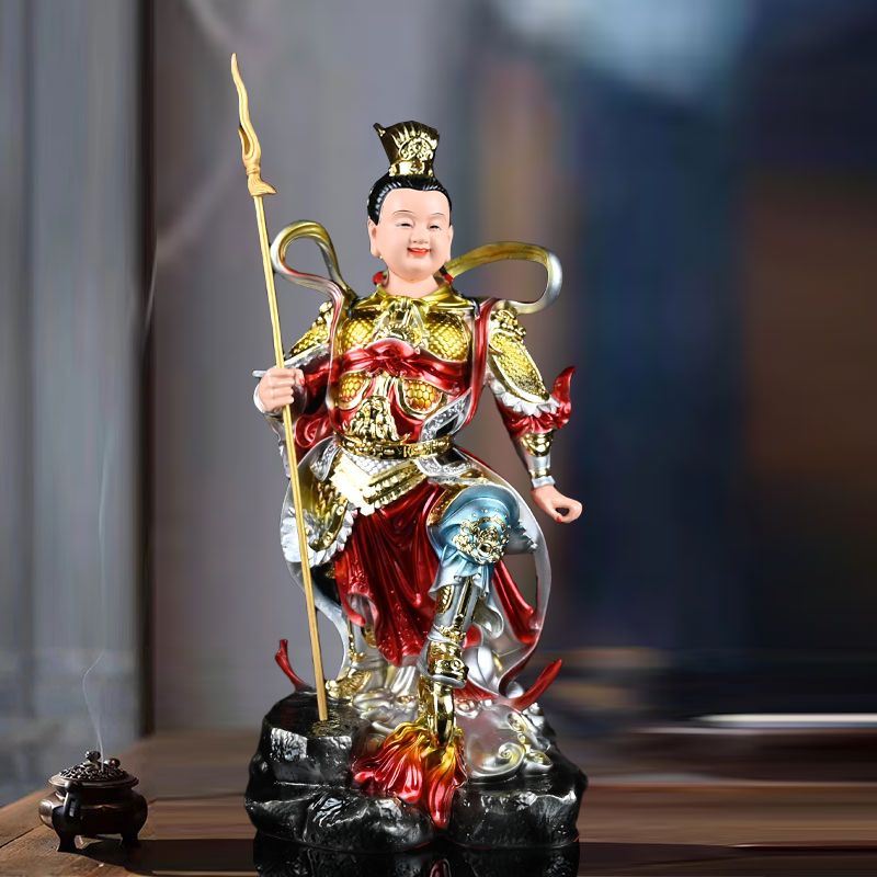 哪吒三太子家用摆件树脂铜彩工艺中坛元帅桌面中式摆件
