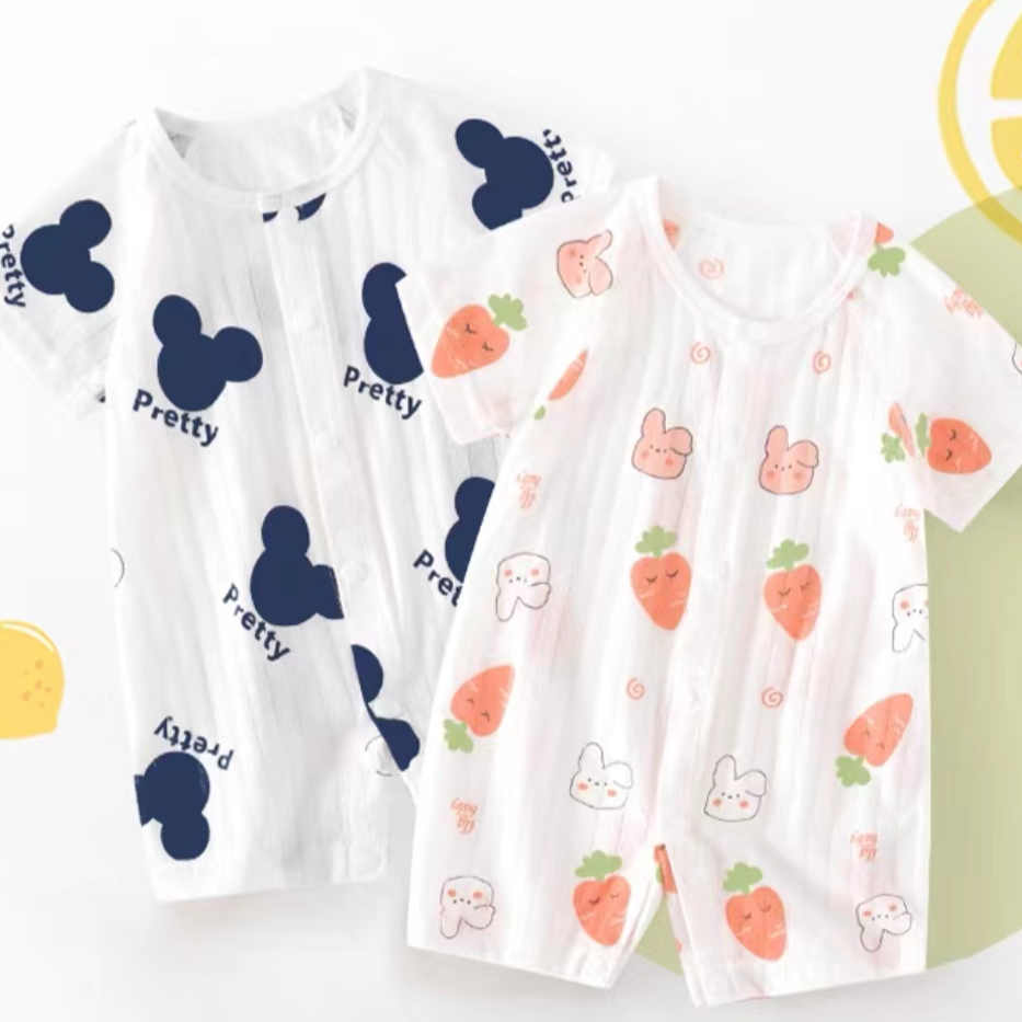 婴幼儿夏季短爬爬空调服薄款纯棉