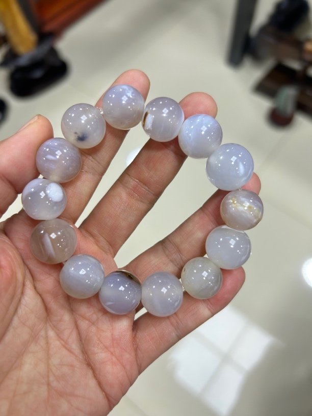 缅甸树化玉精品手串多彩