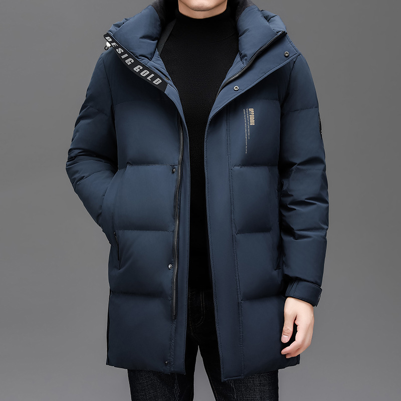 波司登高端男装羽绒服冬季白鸭绒加厚连帽中长款男士高端爸爸装保