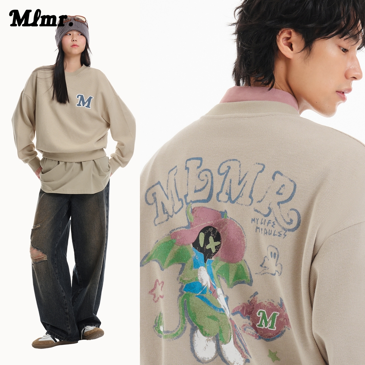 MLMR卫衣男款潮牌男2025新款棒球领无帽男孩长袖春秋款M24333013