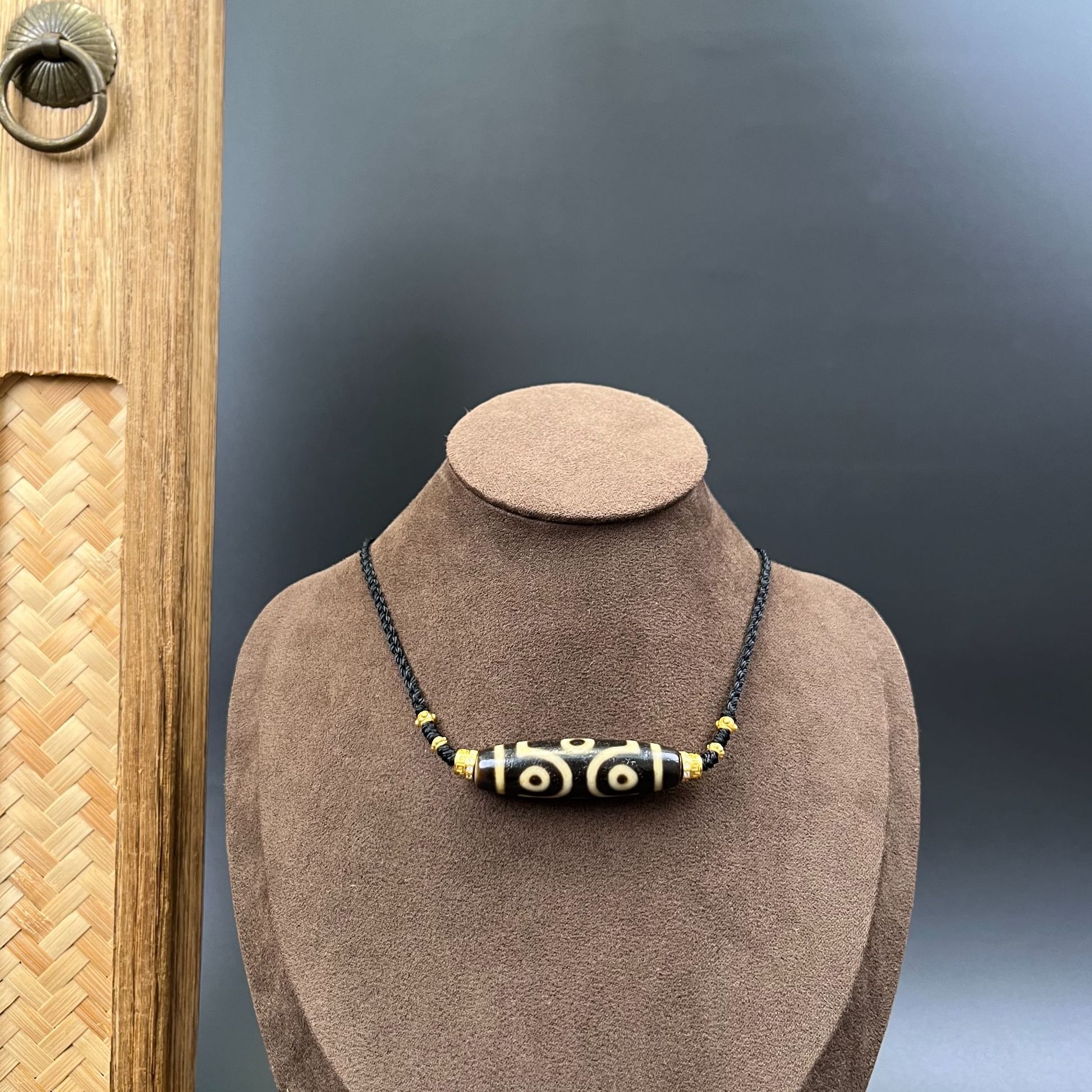 精品黑金十字六眼手工颈饰颈链天珠真品100%保真