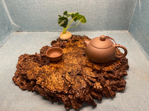 缅甸花梨干泡台风化一杯一壶茶盘茶台尺寸37*36*4.5
