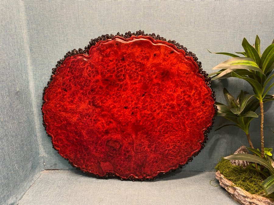 缅甸花梨干泡台茶杯垫尺寸：41*35.5*1.2