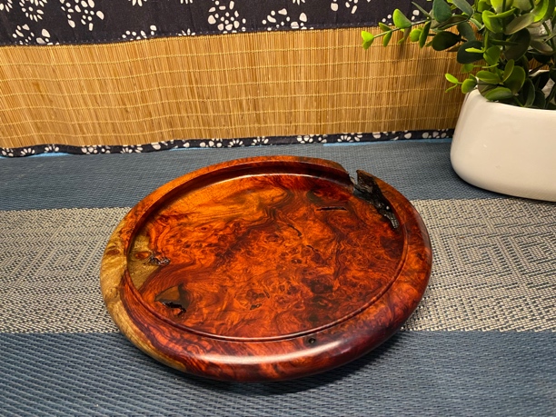 缅甸花梨茶盘茶具套装水果盘红木实木尺寸：口径20*高2.2