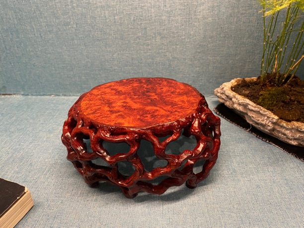 缅甸花梨底座镂空底座纯手工雕刻花台底座壶承尺寸18*15*8