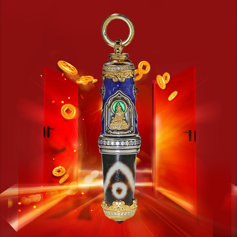 大唐千禧C库行愿天母四眼玛瑙椰蒂项链X26198-6