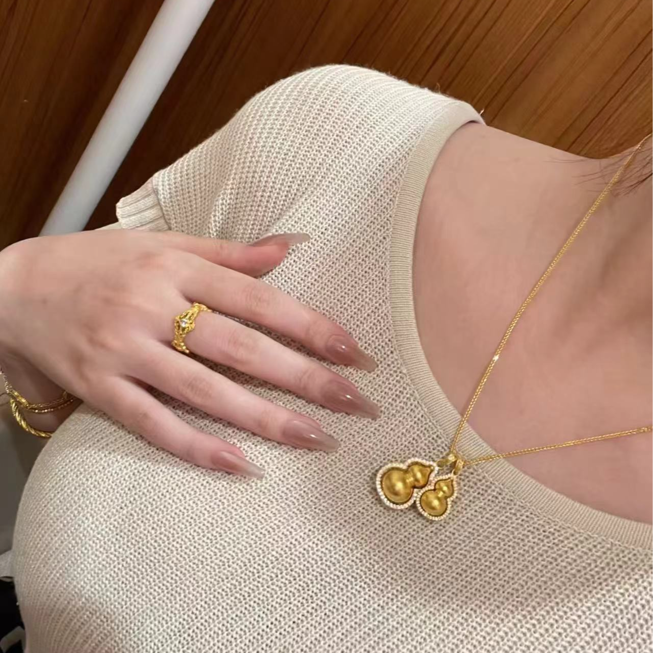 钛钢项链 双葫芦项链  肖邦链