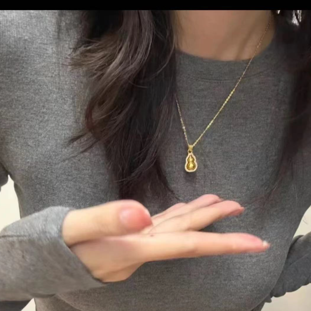 钛钢项链 满镶小葫芦项链  O字链