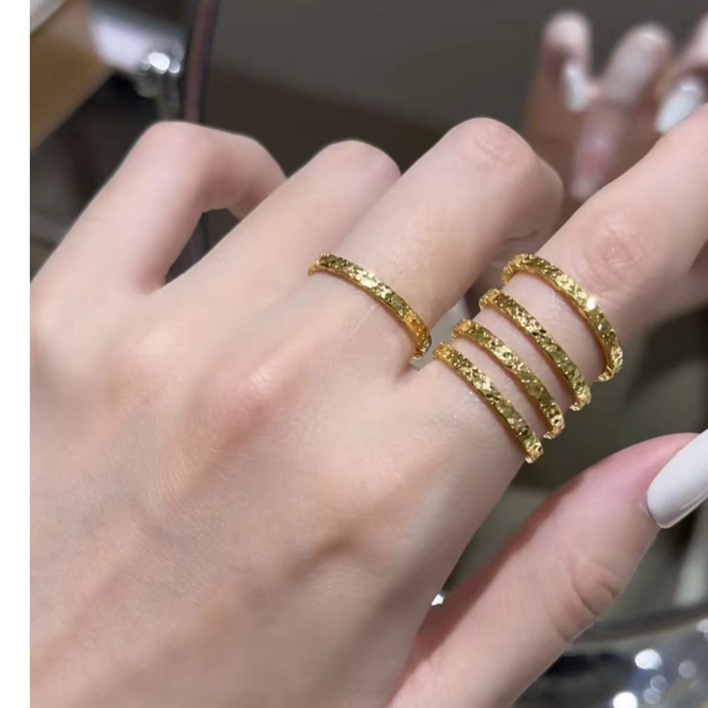 钛钢戒指 窄版碎冰冰戒指   2MM