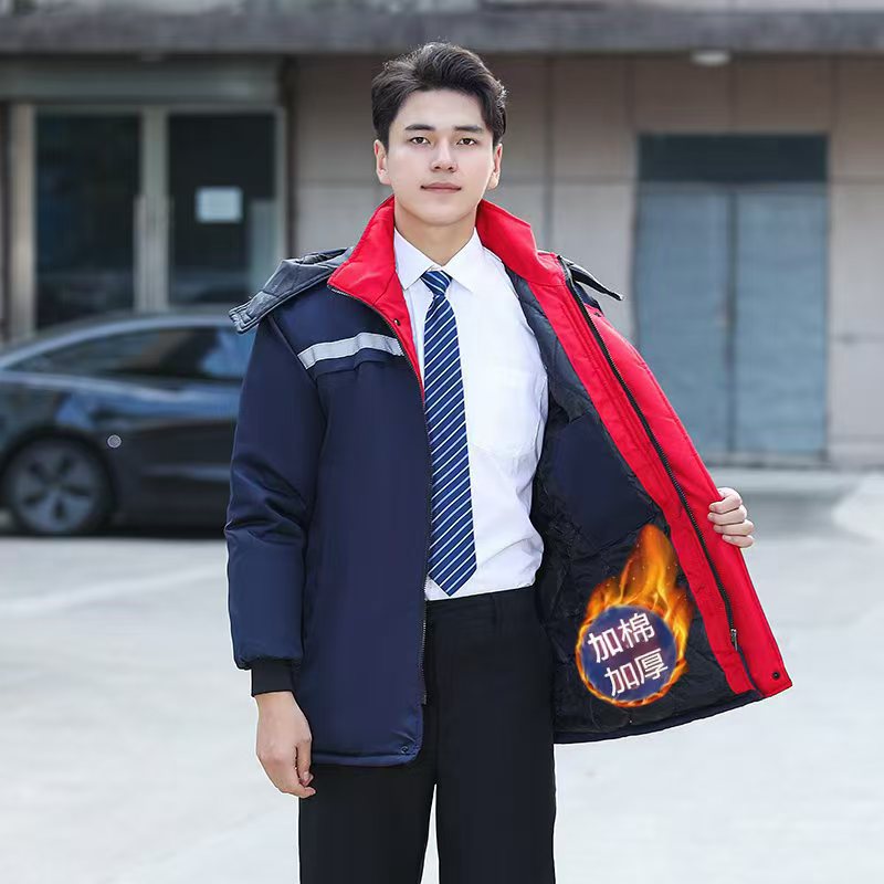 冬季劳保服棉服中长款加厚棉服反光防寒保暖工人工地汽修保暖抗寒