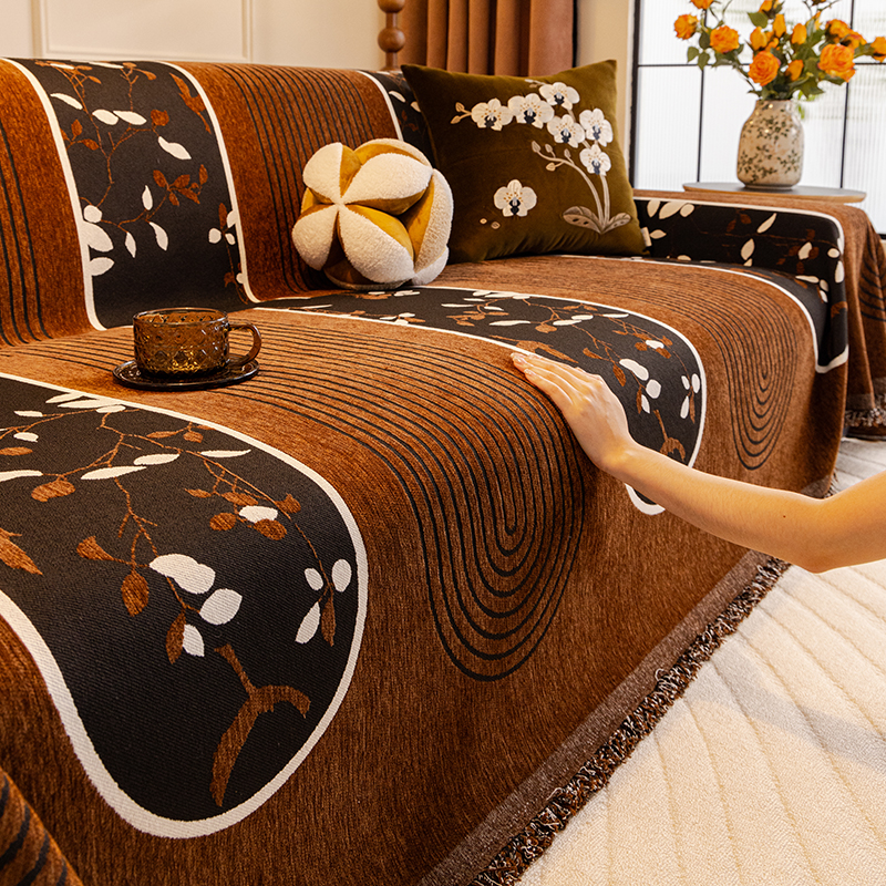 法式沙发盖布四季通用2025新款雪尼尔一整张全盖巾万能套罩坐垫毯