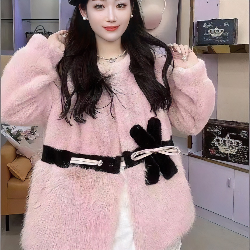 2023皮毛一体网红轻奢气质潮流外套拼接时尚洋气保暖加厚雪兰貂