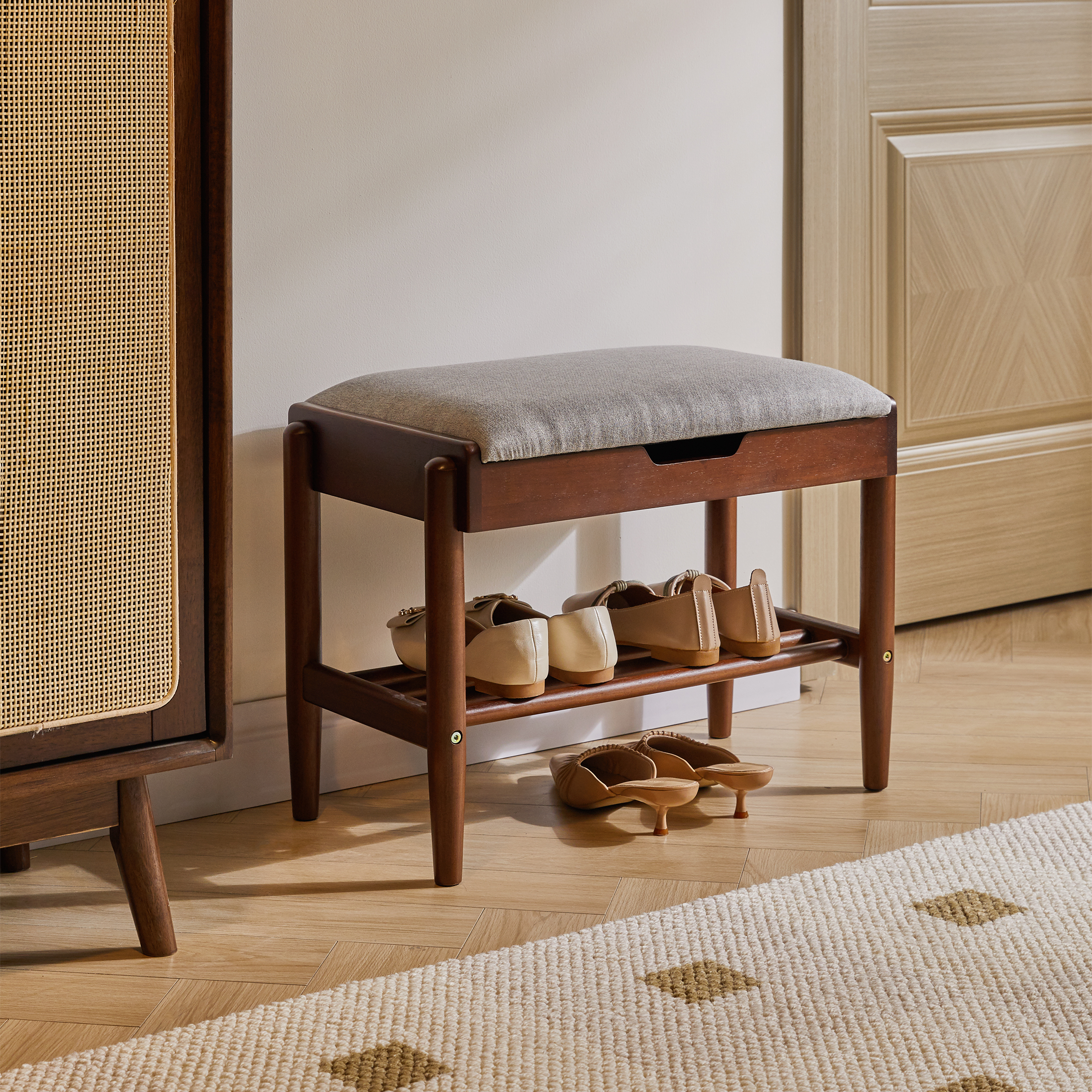 【翻盖换鞋凳】实木换鞋凳收纳凳客厅家用可坐式玄关储物凳穿鞋长凳
