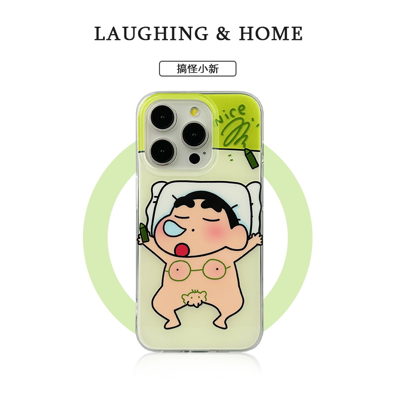 搞怪蜡笔小新iPhone15pro max手机壳支架可爱创意适用14/13腊肠狗