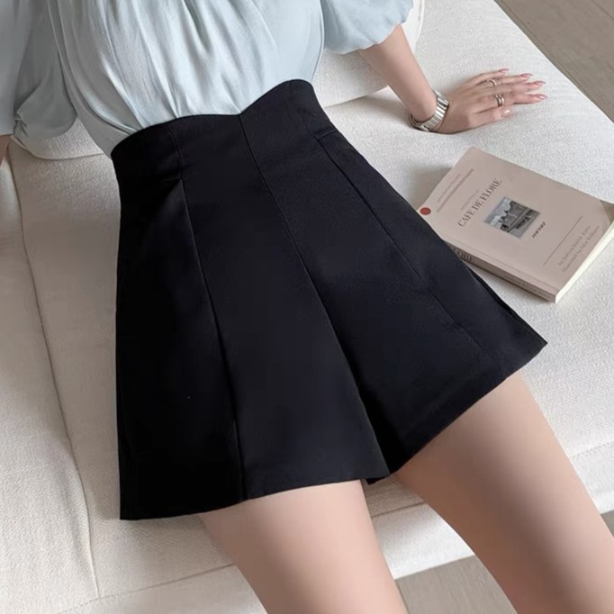 大林女装-百搭神裤女立裁高腰a字西装短裤女显瘦阔腿小黑裤女