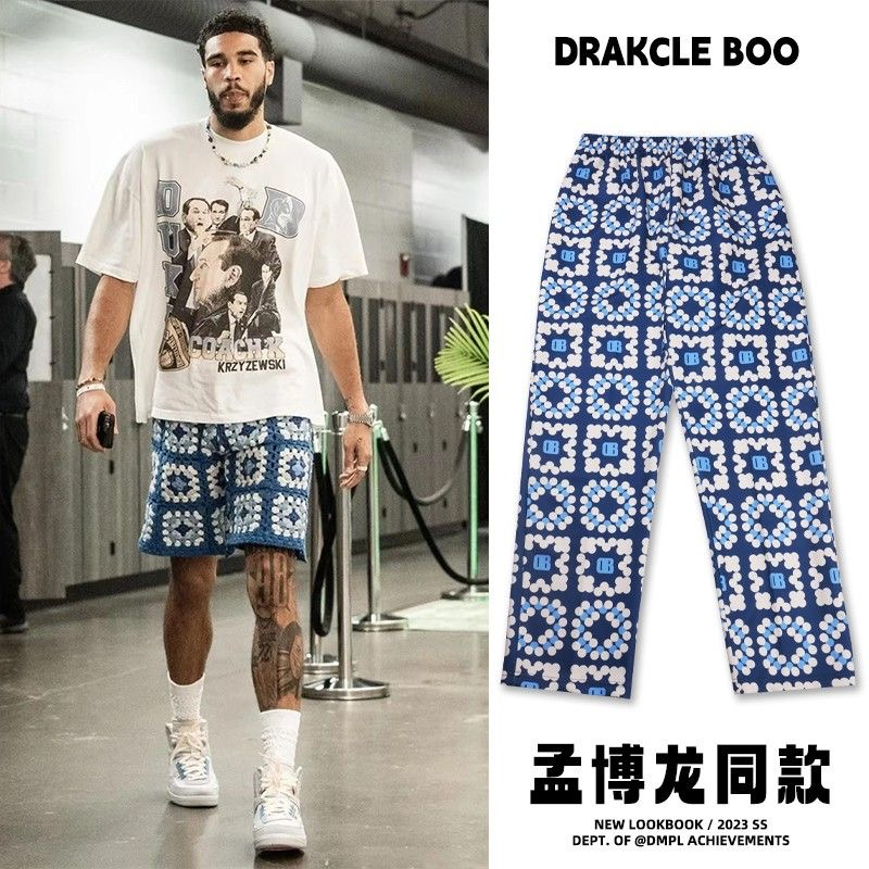 Drakcle Boo孟博龙同款卡通彩绘印花美式男士直筒运动休闲裤长裤