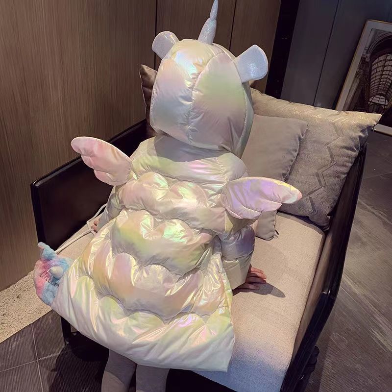 童装潮款Y亮皮女童冬装新款羽绒服小女孩宝宝中长款免洗韩版袄潮