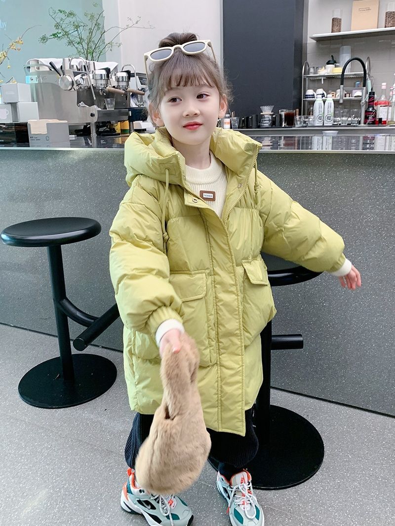 女童羽绒服2022新款儿童韩版冬装加厚宝宝冬季中长款白鸭绒外套潮