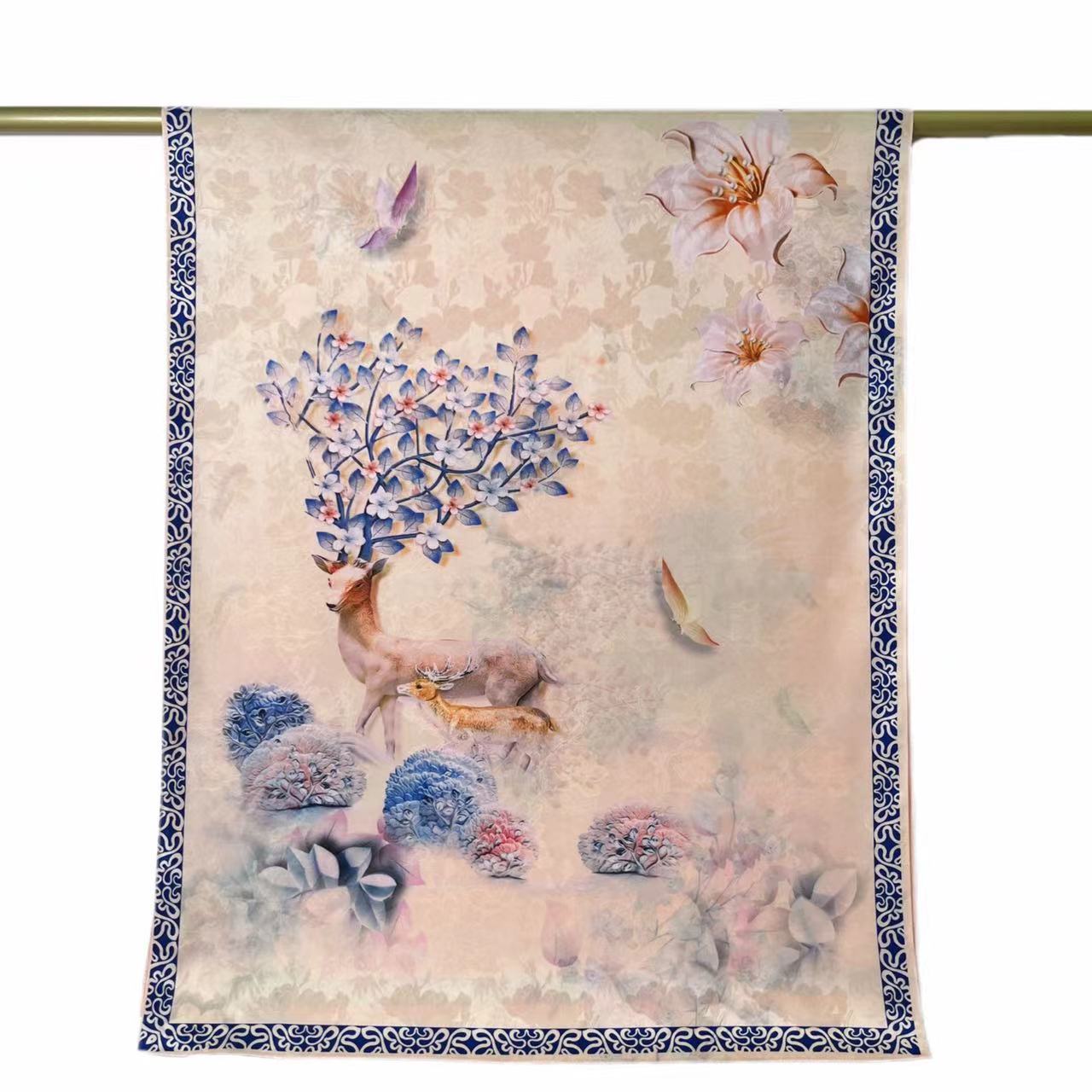 【呦呦鹿鸣】香韵 花罗  提花 镂空 龙麟纹 180*70