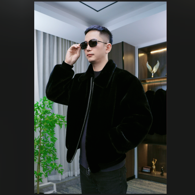 【蒙眼貂专柜】LY海宁蒙眼貂男秋冬款外套男装夹克款男潮皮毛一体