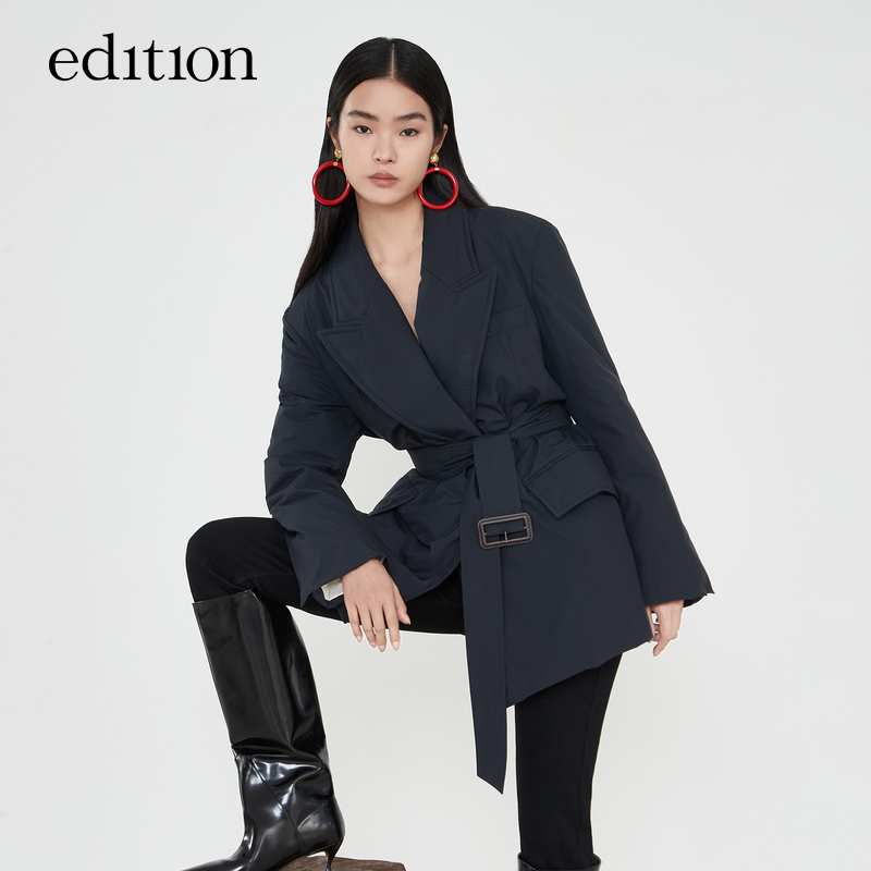 edition冬季热力感收腰西装领型鹅绒服气质保暖外套#EBD4EINK01