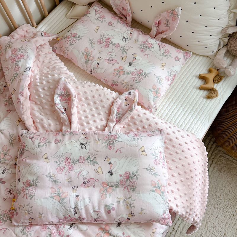 【兔耳设计】A类竹棉纱布枕套儿童吸汗透气枕头套幼儿园宝宝枕套