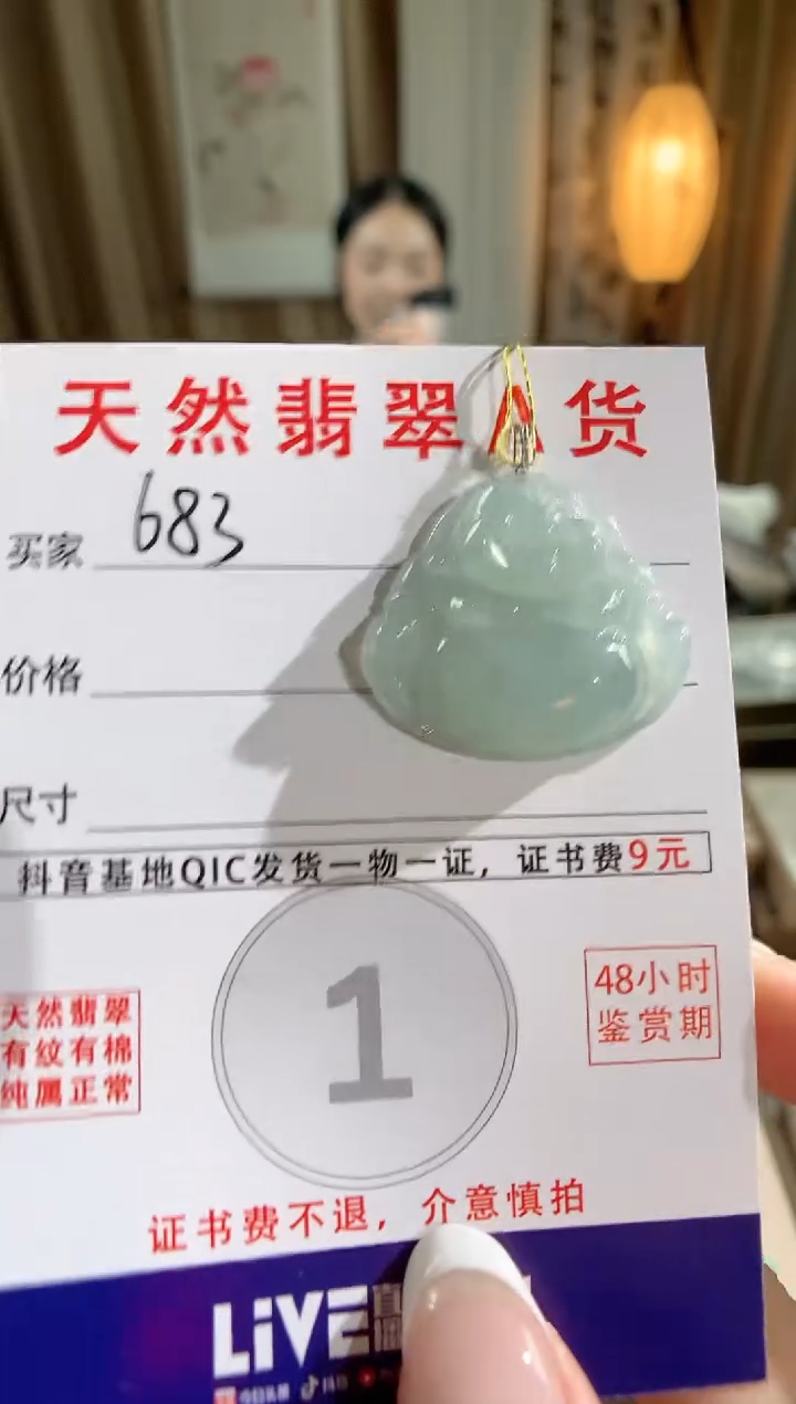 【闪购商品】翡翠颈饰18K金镶嵌天然缅甸a货翡翠