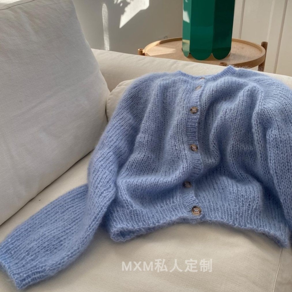 春装新款2022薄款马海毛毛衣开衫女空调衫轻薄软糯棒针针织衫长袖