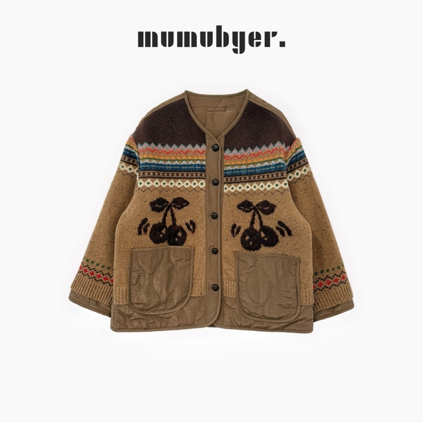 MUMUBYER •“复古樱桃”正反两穿动感樱桃费尔岛棉服毛开衫