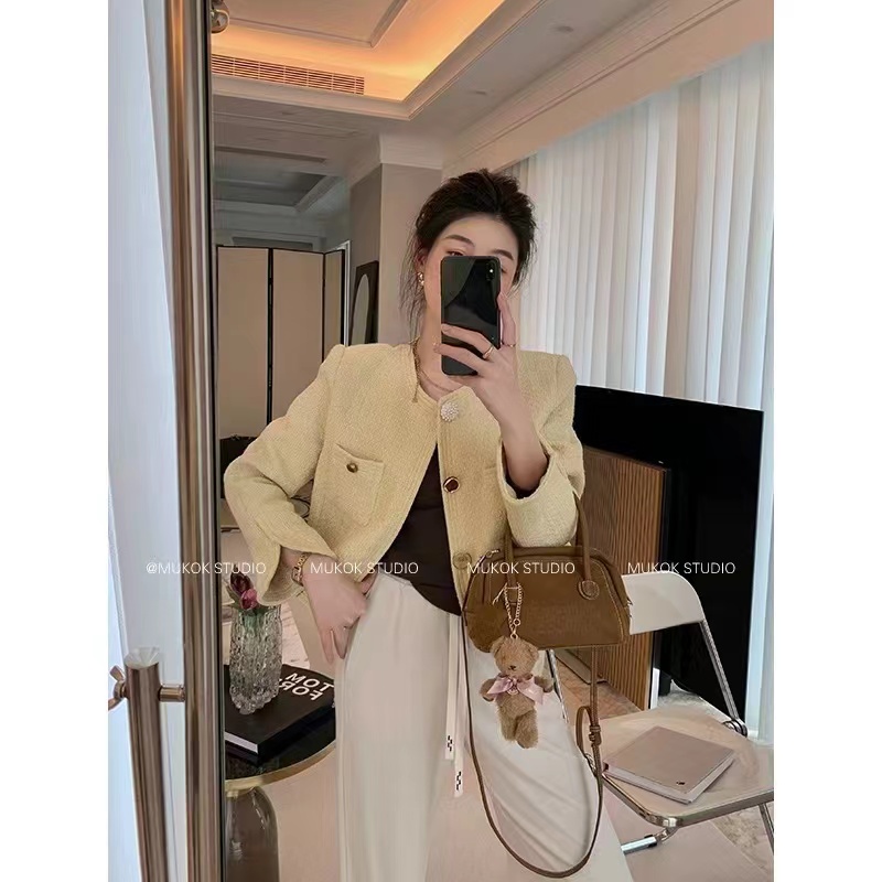 清仓不退换黄色小香风外套气质网红轻奢短款时尚秋冬