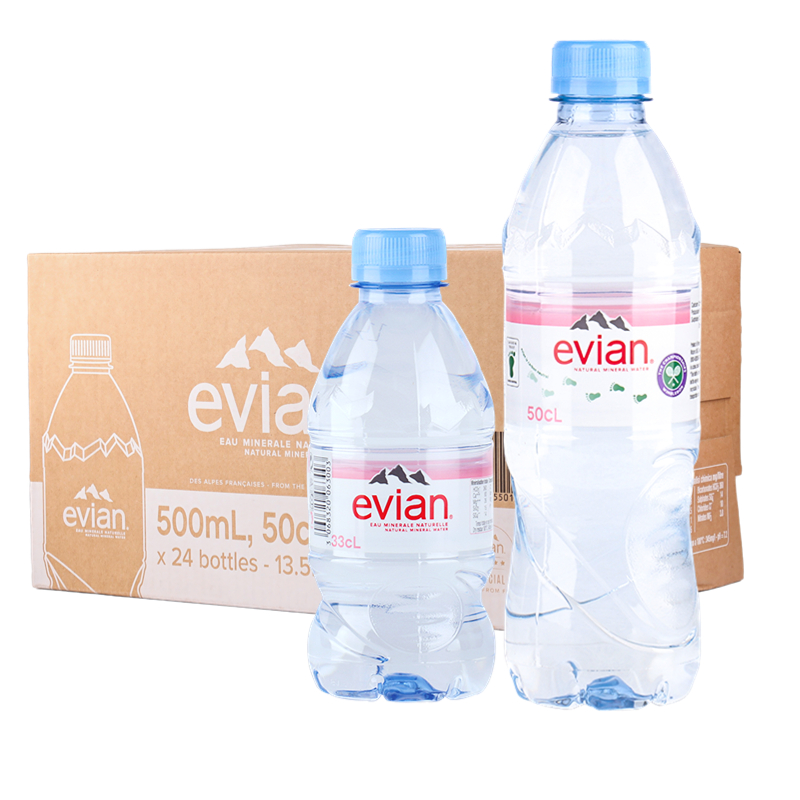 法国进口高端矿泉水依500ml云整箱健康饮品天然弱碱性水批发