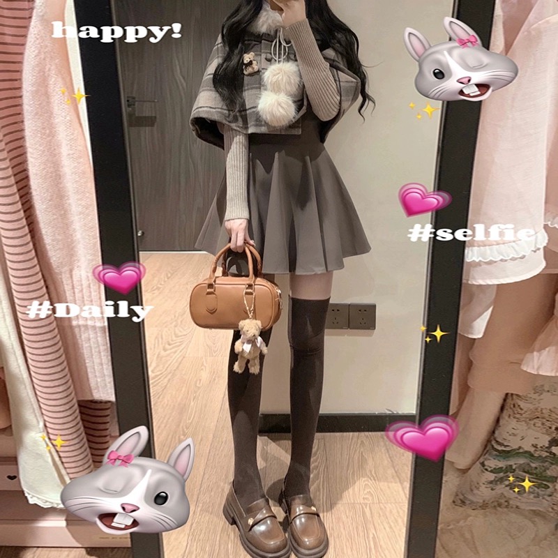 塌耳兔直播古着亚文化扣号甜美日系秋冬网红少女辣妹吊带连衣裙