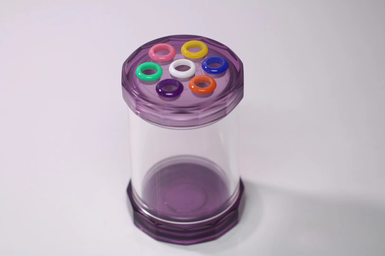 海派名家李介毅 紫罗兰十二棱蝈蝈罐 直径6cm高10cm