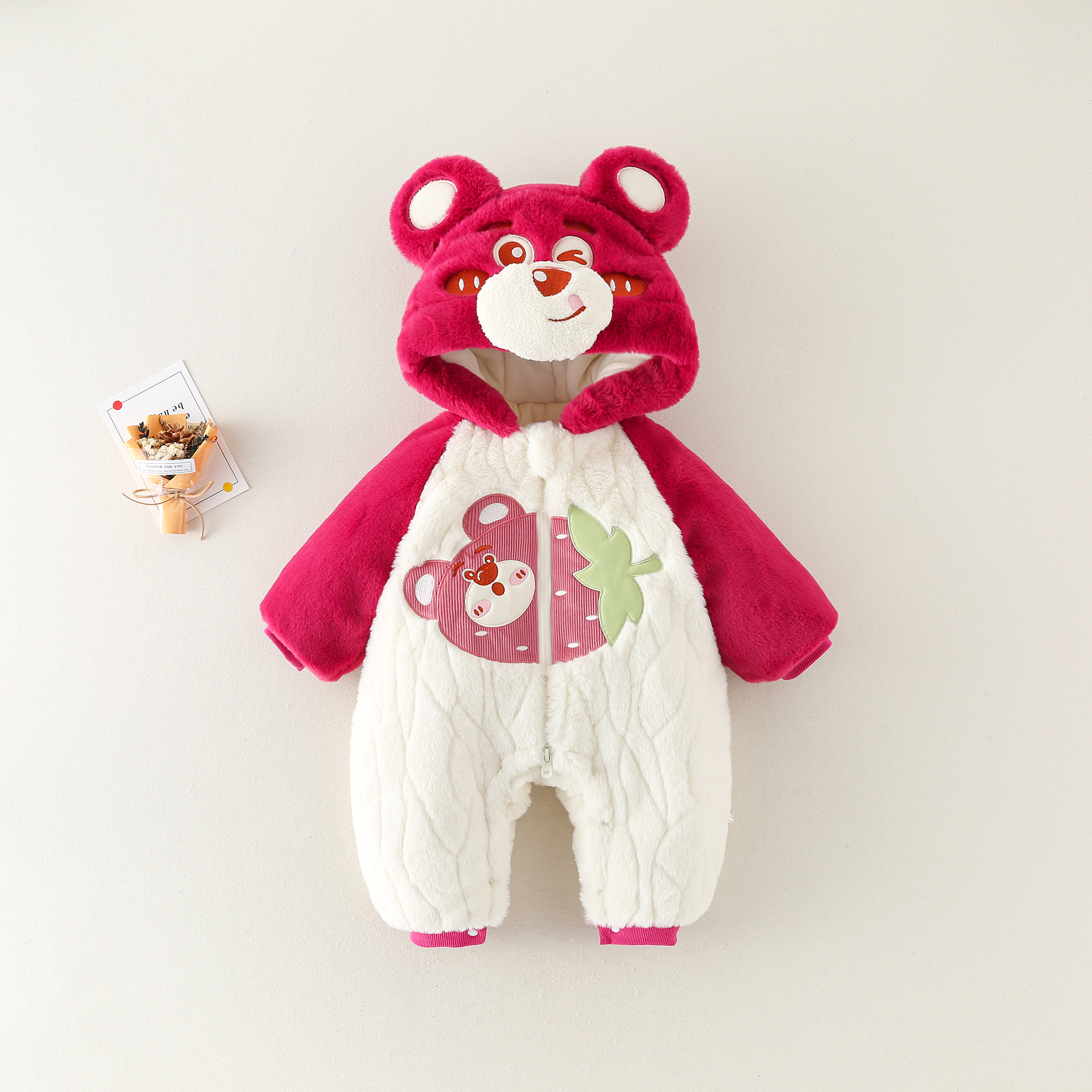 【草莓熊】婴儿衣服外套冬装哈衣加绒夹棉保暖宝宝婴儿衣服秋冬款