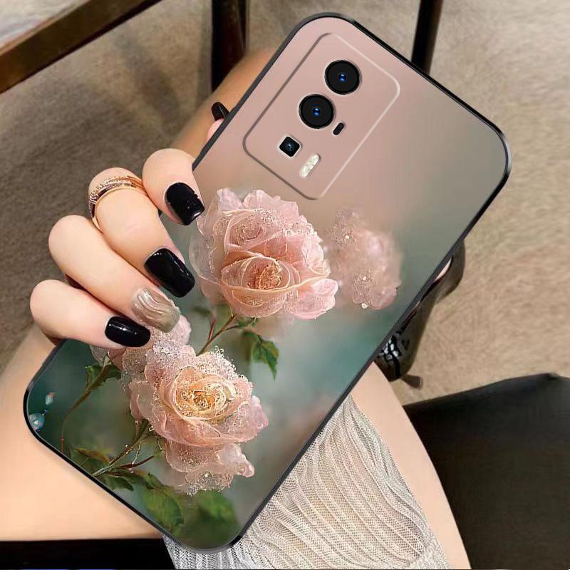 红米K60手机壳RedmiK60硅胶幽暗冥花新女款时尚花类图案软壳保护