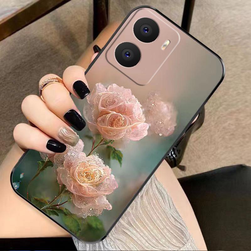 vivoY35手机壳VIVOY35硅胶幽暗冥花新女款时尚花类图案软壳保护套