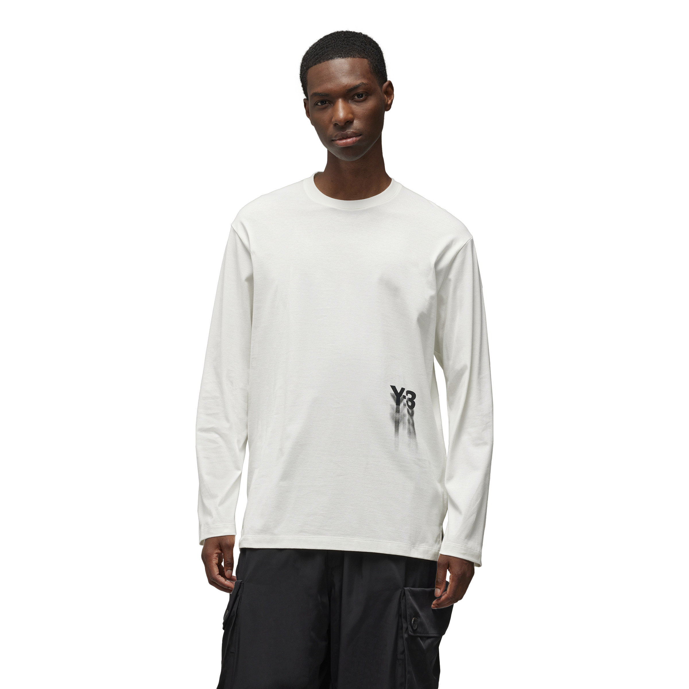 Y-3/Y-3（50-IZ3121）白色新款渐变LOGO休闲情侣长袖圆领T恤